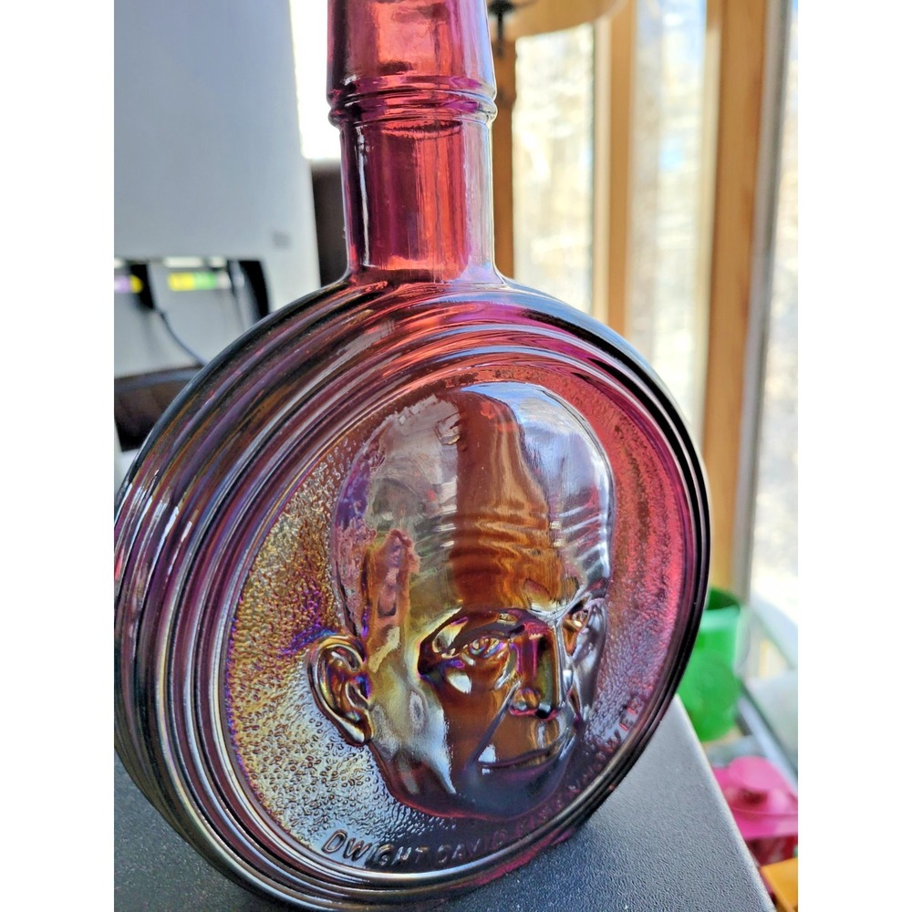 Wheaton Presidential Decanter Vintage Carnival Glass Purple Dwight D Eisenhower - Picture 3 of 6